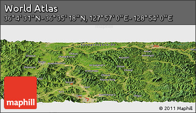 Satellite Panoramic Map of the Area around 36° 19' 55" N, 128° 25' 30" E