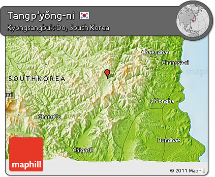 Physical 3D Map of Tangp'yŏng-ni