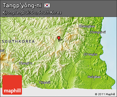 Physical 3D Map of Tangp'yŏng-ni
