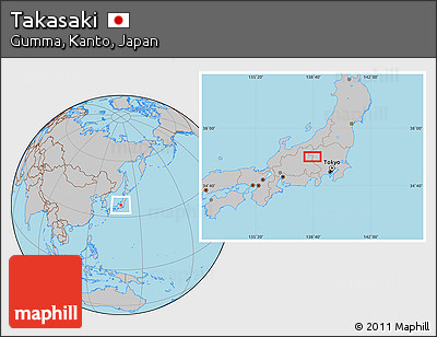 Gray Location Map of Takasaki