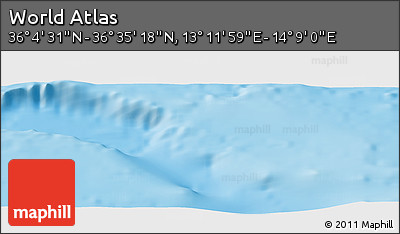 Physical Panoramic Map of the Area around 36° 19' 55" N, 13° 40' 30" E