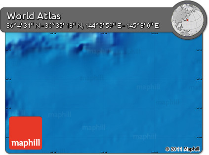 Shaded Relief Map of the Area around 36° 19' 55" N, 144° 34' 29" E