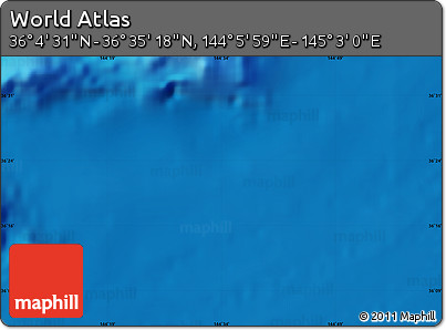 Shaded Relief Map of the Area around 36° 19' 55" N, 144° 34' 29" E