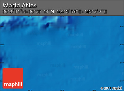 Shaded Relief Map of the Area around 36° 19' 55" N, 144° 34' 29" E