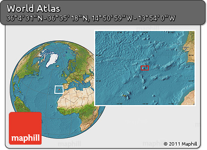 Satellite Location Map of the Area around 36° 19' 55" N, 14° 22' 30" W