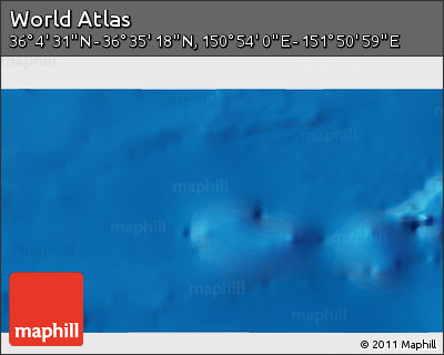 Physical 3D Map of the Area around 36° 19' 55" N, 151° 22' 30" E