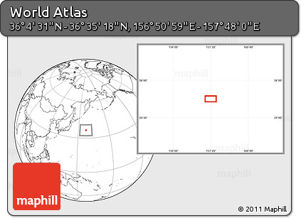 Blank Location Map of the Area around 36° 19' 55" N, 157° 19' 29" E