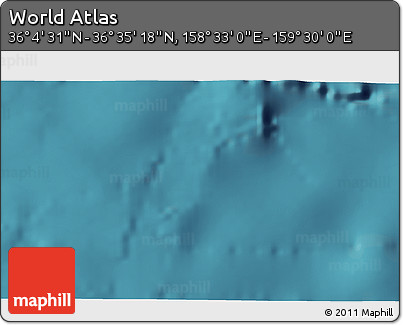 Satellite 3D Map of the Area around 36° 19' 55" N, 159° 1' 30" E