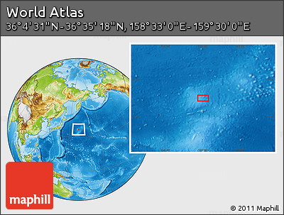 Physical Location Map of the Area around 36° 19' 55" N, 159° 1' 30" E