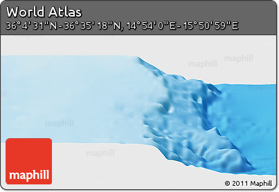 Physical Panoramic Map of the Area around 36° 19' 55" N, 15° 22' 30" E