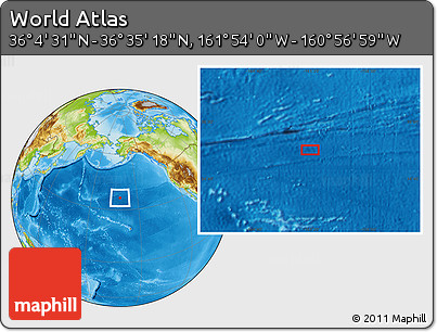 Physical Location Map of the Area around 36° 19' 55" N, 161° 25' 30" W