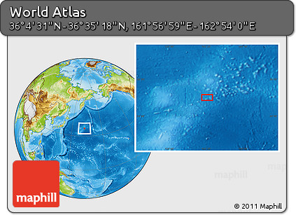 Physical Location Map of the Area around 36° 19' 55" N, 162° 25' 30" E