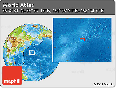 Physical Location Map of the Area around 36° 19' 55" N, 162° 25' 30" E