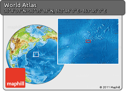 Physical Location Map of the Area around 36° 19' 55" N, 163° 16' 30" E