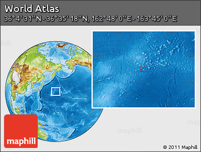 Physical Location Map of the Area around 36° 19' 55" N, 163° 16' 30" E