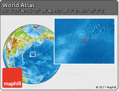 Physical Location Map of the Area around 36° 19' 55" N, 163° 16' 30" E
