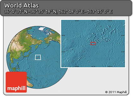 Satellite Location Map of the Area around 36° 19' 55" N, 163° 16' 30" E