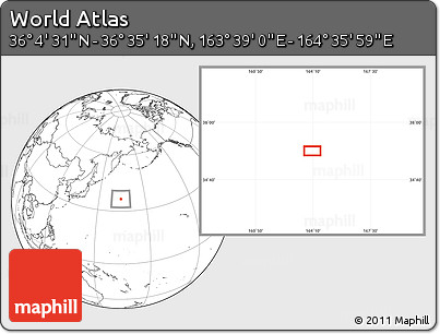 Blank Location Map of the Area around 36° 19' 55" N, 164° 7' 30" E