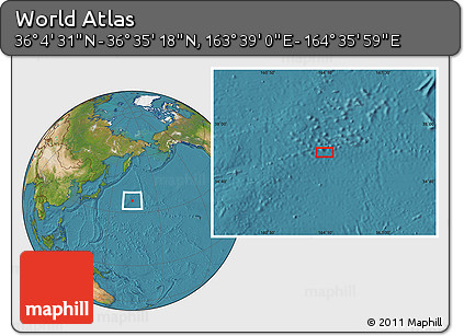 Satellite Location Map of the Area around 36° 19' 55" N, 164° 7' 30" E