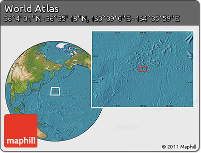 Satellite Location Map of the Area around 36° 19' 55" N, 164° 7' 30" E