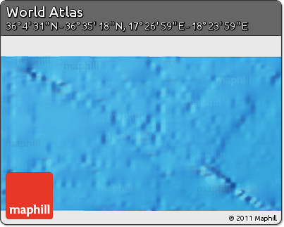 Physical 3D Map of the Area around 36° 19' 55" N, 17° 55' 29" E