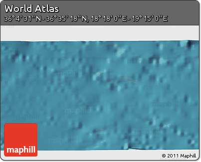 Satellite 3D Map of the Area around 36° 19' 55" N, 18° 46' 29" E