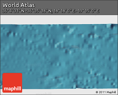 Satellite 3D Map of the Area around 36° 19' 55" N, 18° 46' 29" E