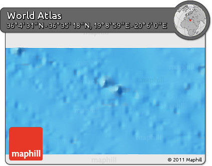 Physical 3D Map of the Area around 36° 19' 55" N, 19° 37' 30" E