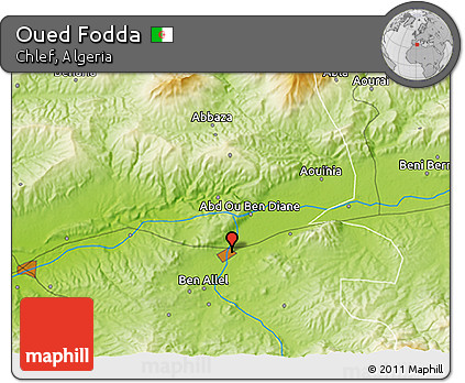 Physical 3D Map of Oued Fodda