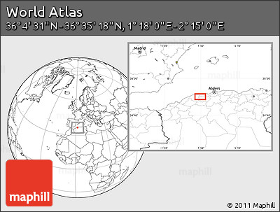 Blank Location Map of the Area around 36° 19' 55" N, 1° 46' 29" E