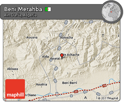 Shaded Relief Map of Beni Merahba