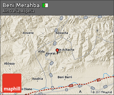 Shaded Relief Map of Beni Merahba