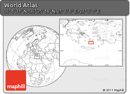 Blank Location Map of the Area around 36° 19' 55" N, 25° 34' 30" E