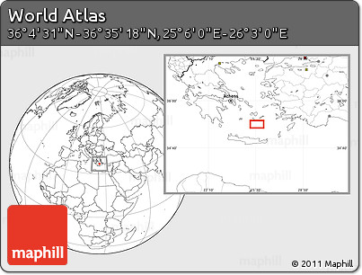 Blank Location Map of the Area around 36° 19' 55" N, 25° 34' 30" E