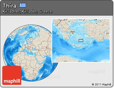 Shaded Relief Location Map of Thíra