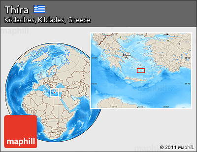 Shaded Relief Location Map of Thíra