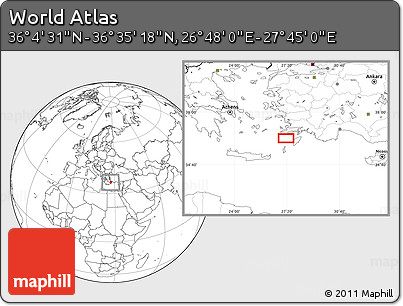 Blank Location Map of the Area around 36° 19' 55" N, 27° 16' 29" E