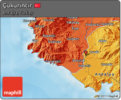 Political 3D Map of Çukurincir