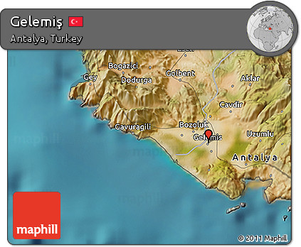 Satellite 3D Map of Gelemiş