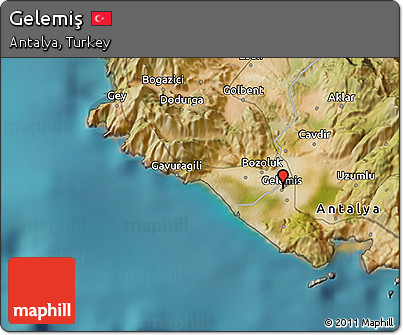 Satellite 3D Map of Gelemiş