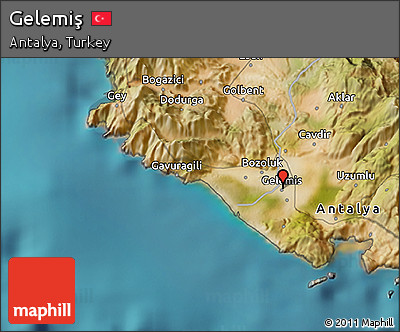 Satellite 3D Map of Gelemiş