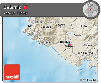 Shaded Relief 3D Map of Gelemiş