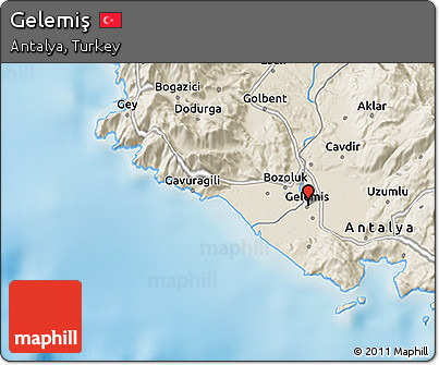 Shaded Relief 3D Map of Gelemiş