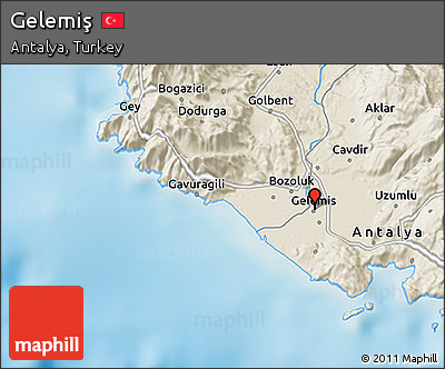 Shaded Relief 3D Map of Gelemiş