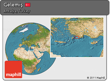 Satellite Location Map of Gelemiş