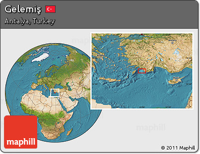 Satellite Location Map of Gelemiş
