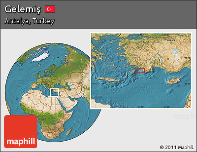Satellite Location Map of Gelemiş