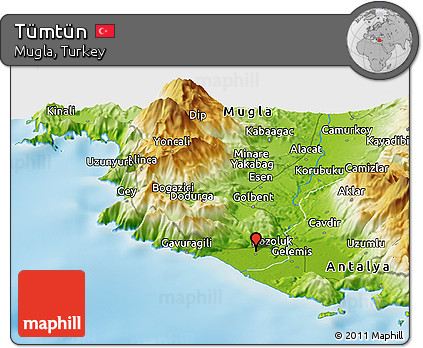 Physical Panoramic Map of Tümtün