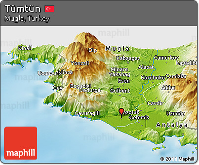 Physical Panoramic Map of Tümtün