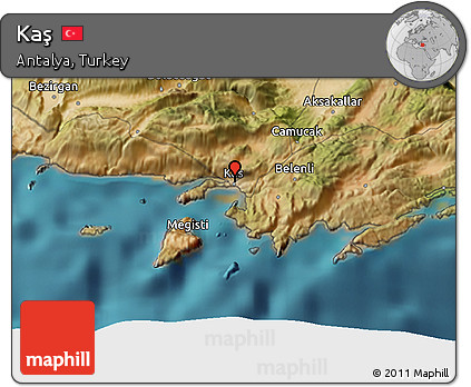 Satellite 3D Map of Kaş